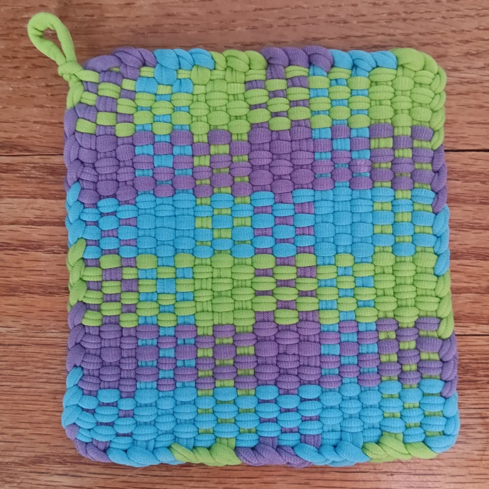 Set of 2 Hand Crafted Colorful Plaid Hand Woven Pot Holders 5